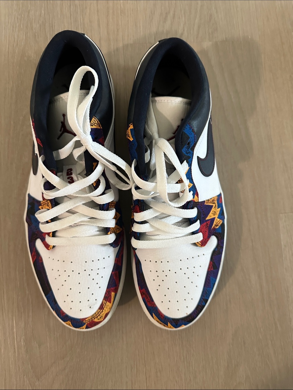 Nike Air Jordan 1 for Low-Top Sneakers - White, Black & Multicolor Zigzag - Picture 2 of 4